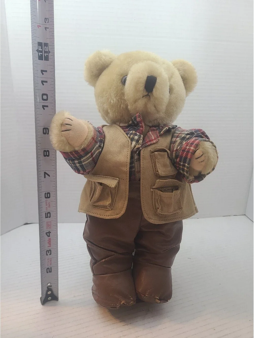 Tender Heart Treasures Plush Fisherman Teddy Bear Vintage 1992 w/ Stand